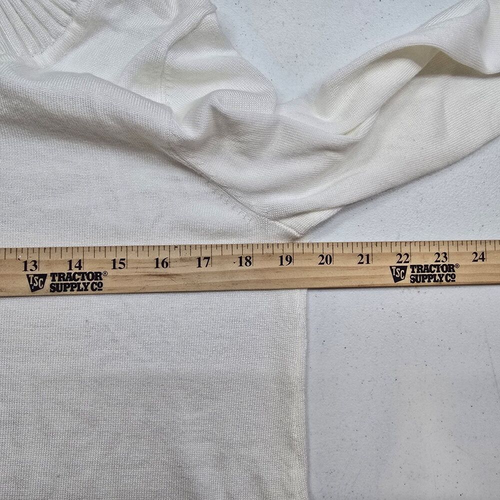 Cable & Gauge Pullover Sweater Large Ivory Cowl Draped Neck Ribbed Cuff  Hem - Picture 4 of 6